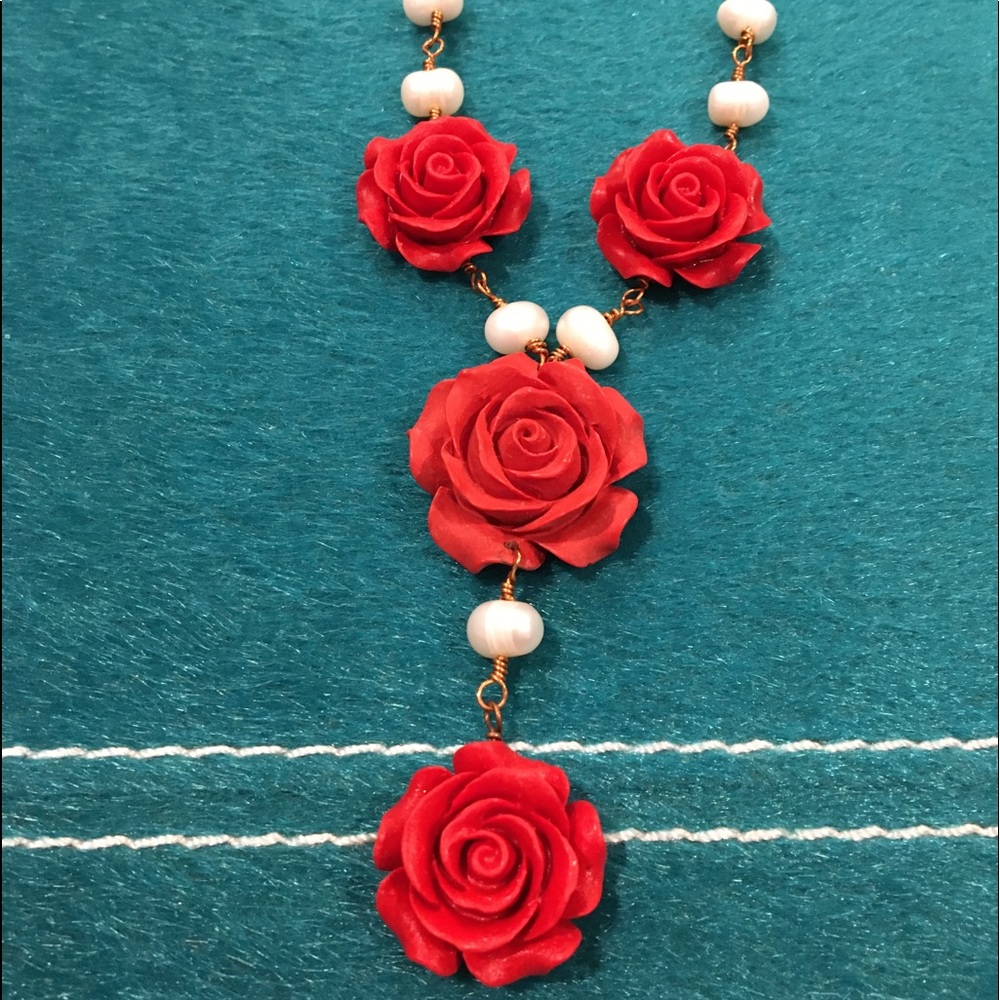 Handmade Copper Rose Necklace